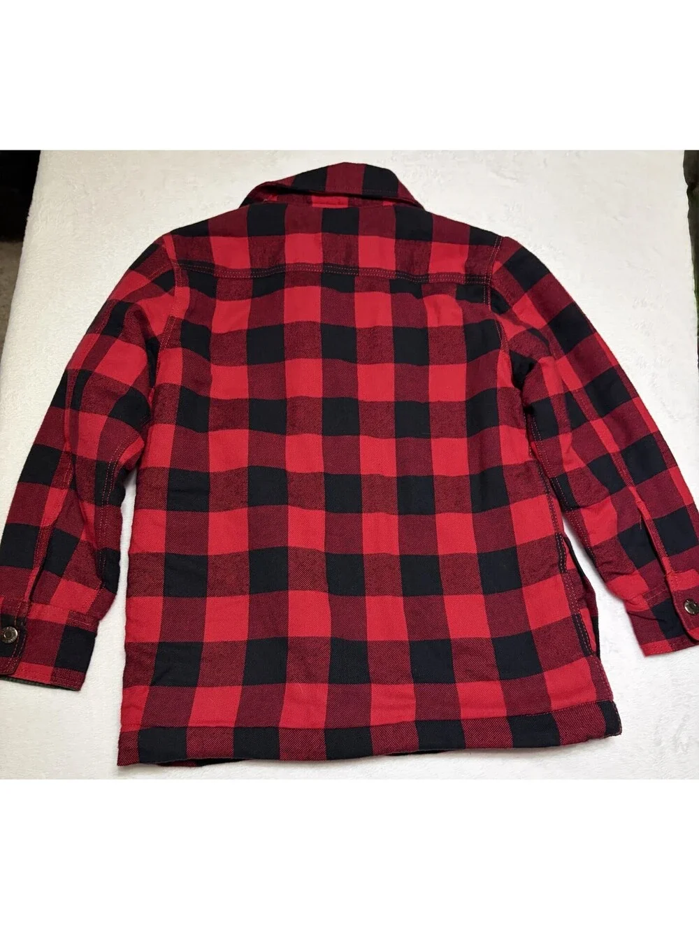 NWOT Tommy Bahama Boys Red Black Buffalo Plaid Sherpa Flannel Shacket Jacket M